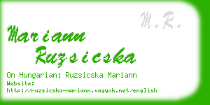 mariann ruzsicska business card